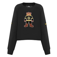 Sweat-shirt à col rond avec mascotte des Bruins de Boston noir Pro Standard pour femmes