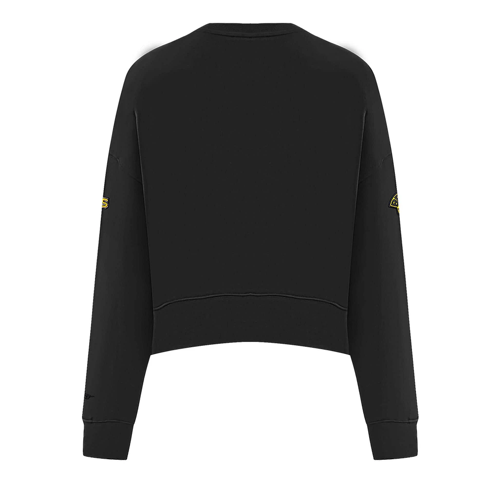 Sweat-shirt à col rond avec mascotte des Bruins de Boston noir Pro Standard pour femmes