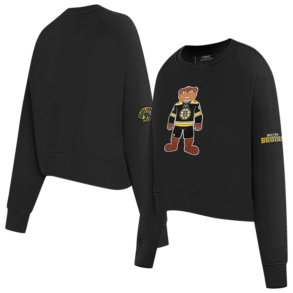 Women's Pro Standard Black Boston Bruins Mascot Crewneck Pullover Sweatshirt