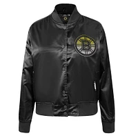 Veste en satin à boutons-pression et strass pour femme Pro Standard Boston Bruins noire