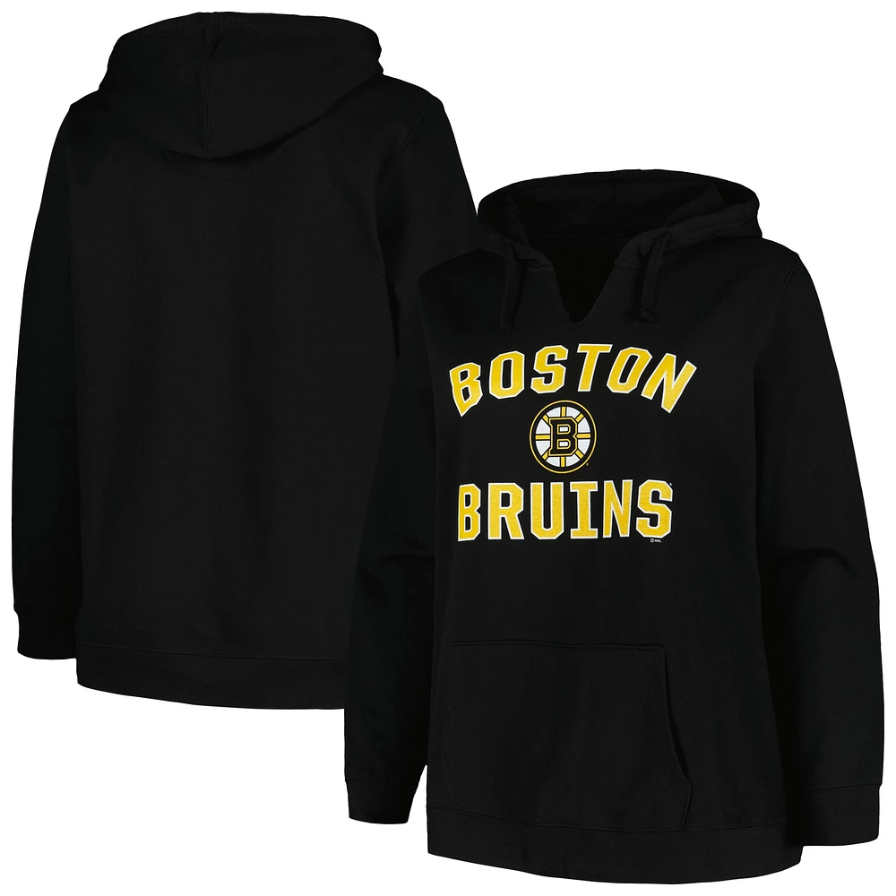 Women's Profile Black Boston Bruins Plus Arch Over Logo Pullover Hoodie