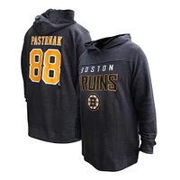 Profil femme David Pastrnak Sweat à capuche thermique grande taille avec nom et numéro des Bruins de Boston noirs