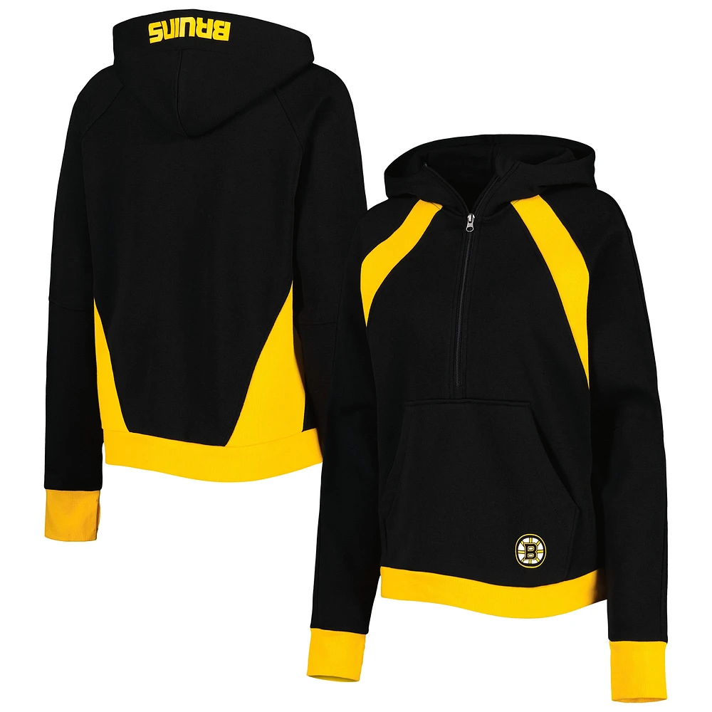 Sweat à capuche demi-zippé Starter Black Boston Bruins Wishbone pour femmes