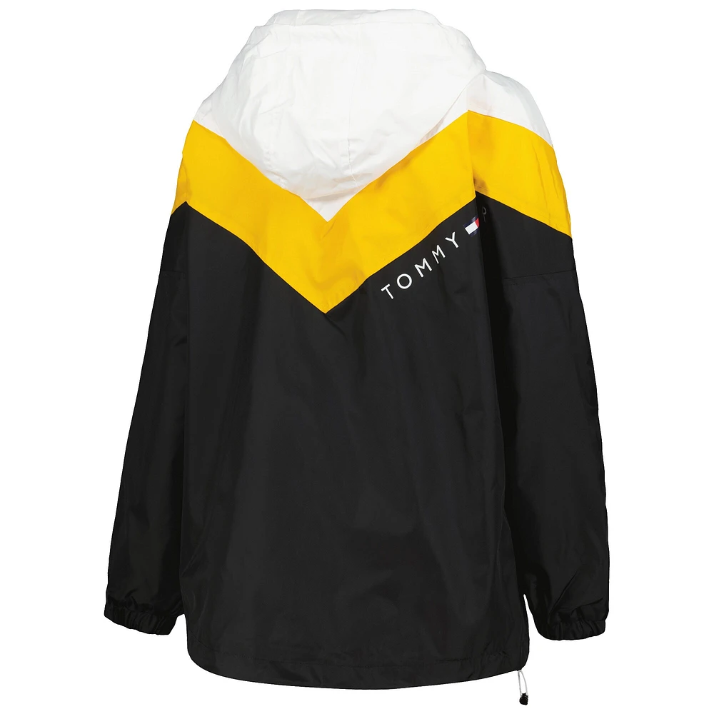 Women's Tommy Hilfiger Black/Gold Boston Bruins Staci Half-Zip Windbreaker Jacket