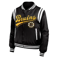 Veste aviateur entièrement zippée noire WEAR by Erin Andrews des Boston Bruins Baller pour femme