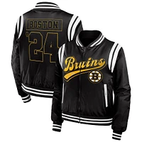 Women's WEAR by Erin Andrews  Black Boston Bruins Baller Full-Zip Bomber Jacket