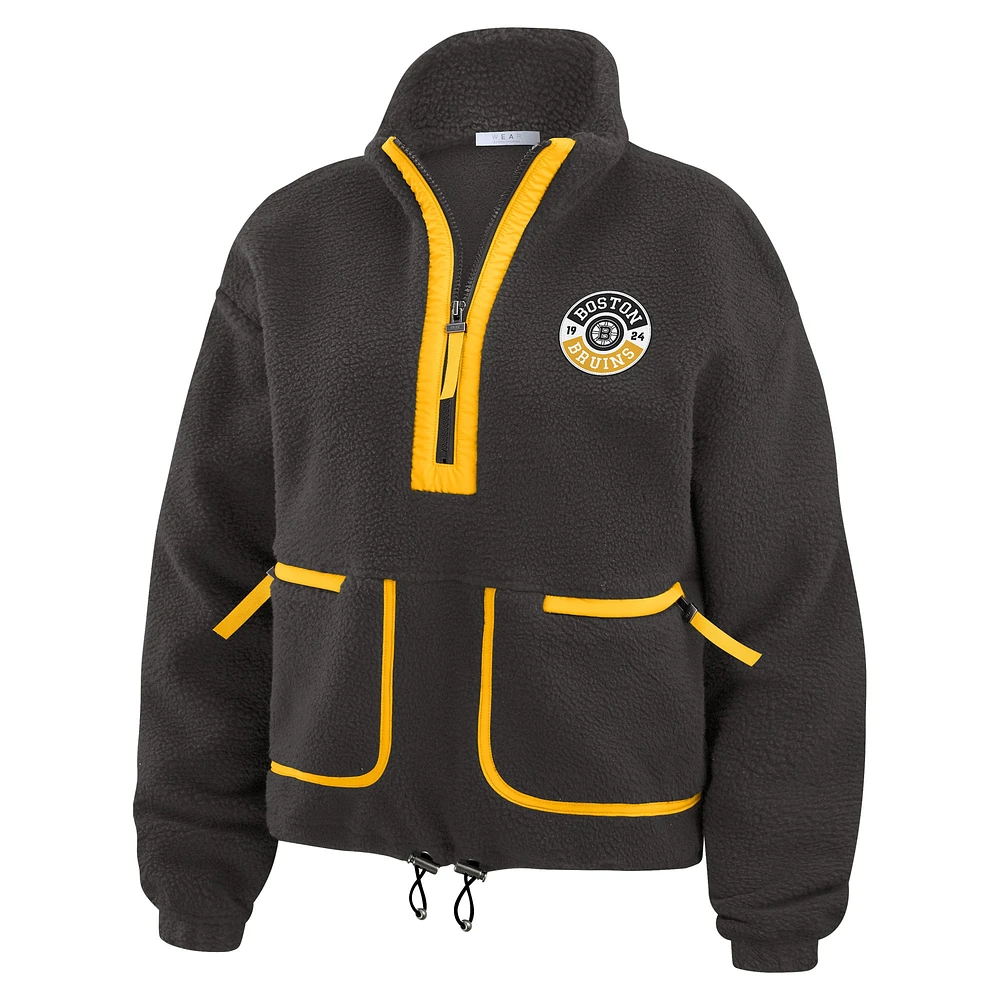 Women's WEAR by Erin Andrews  Black Boston Bruins Polar Fleece Half-Zip Jacket