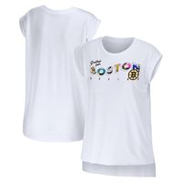 Women's WEAR by Erin Andrews White Boston Bruins Greetings From Muscle T-Shirt