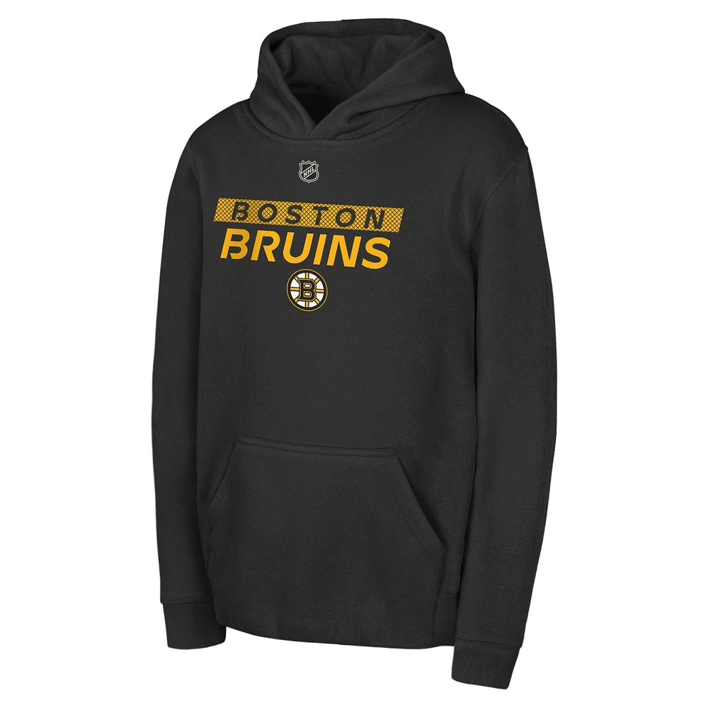 Sweat à capuche en molleton noir pour jeunes Boston Bruins Authentic Pro Wordmark