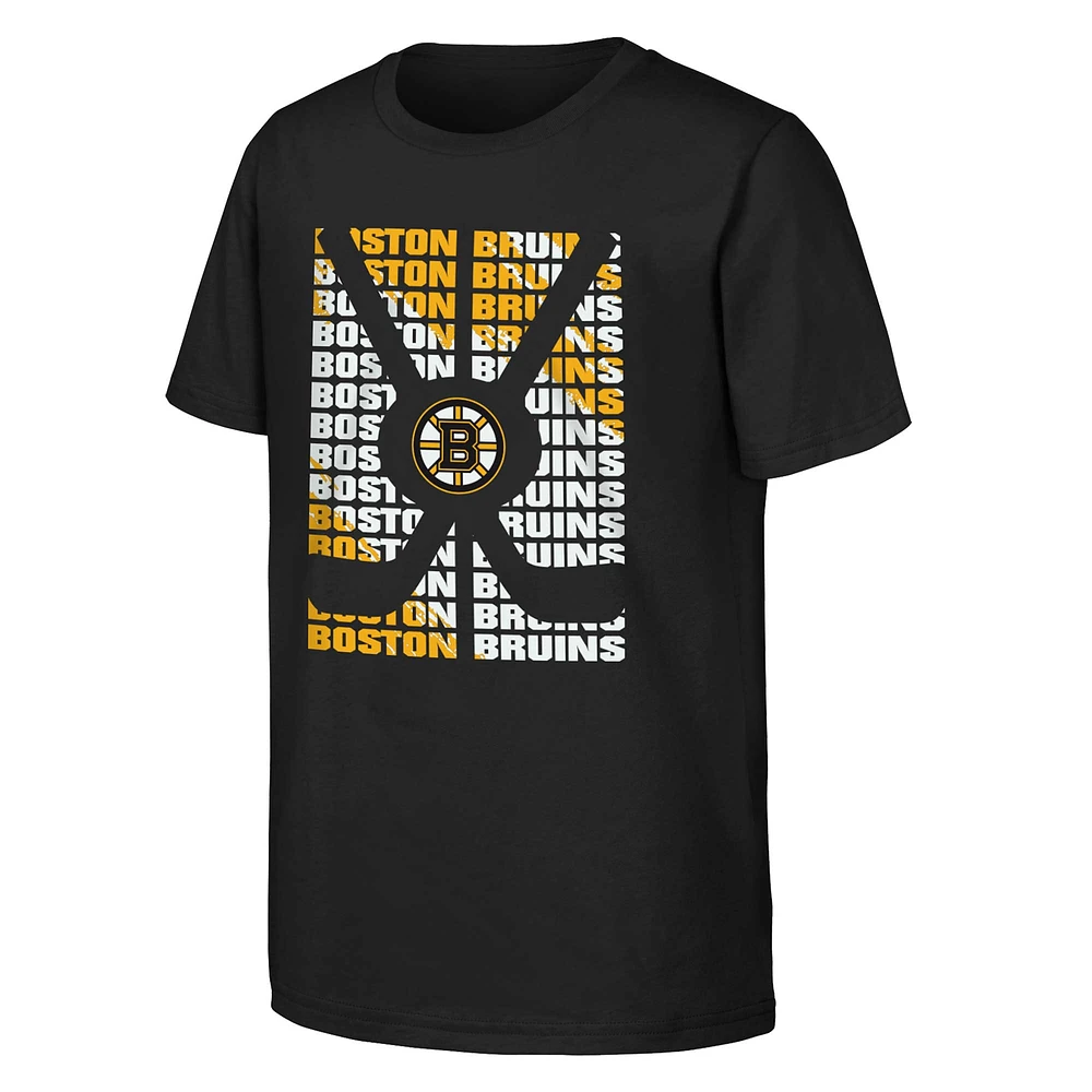 T-shirt noir pour jeunes des Bruins de Boston