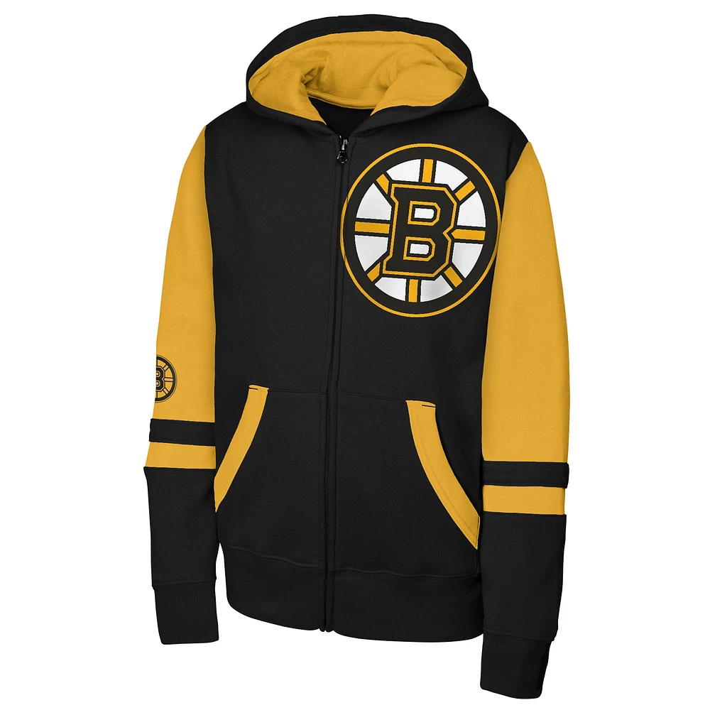 Youth Black Boston Bruins Face Off Full-Zip Hoodie