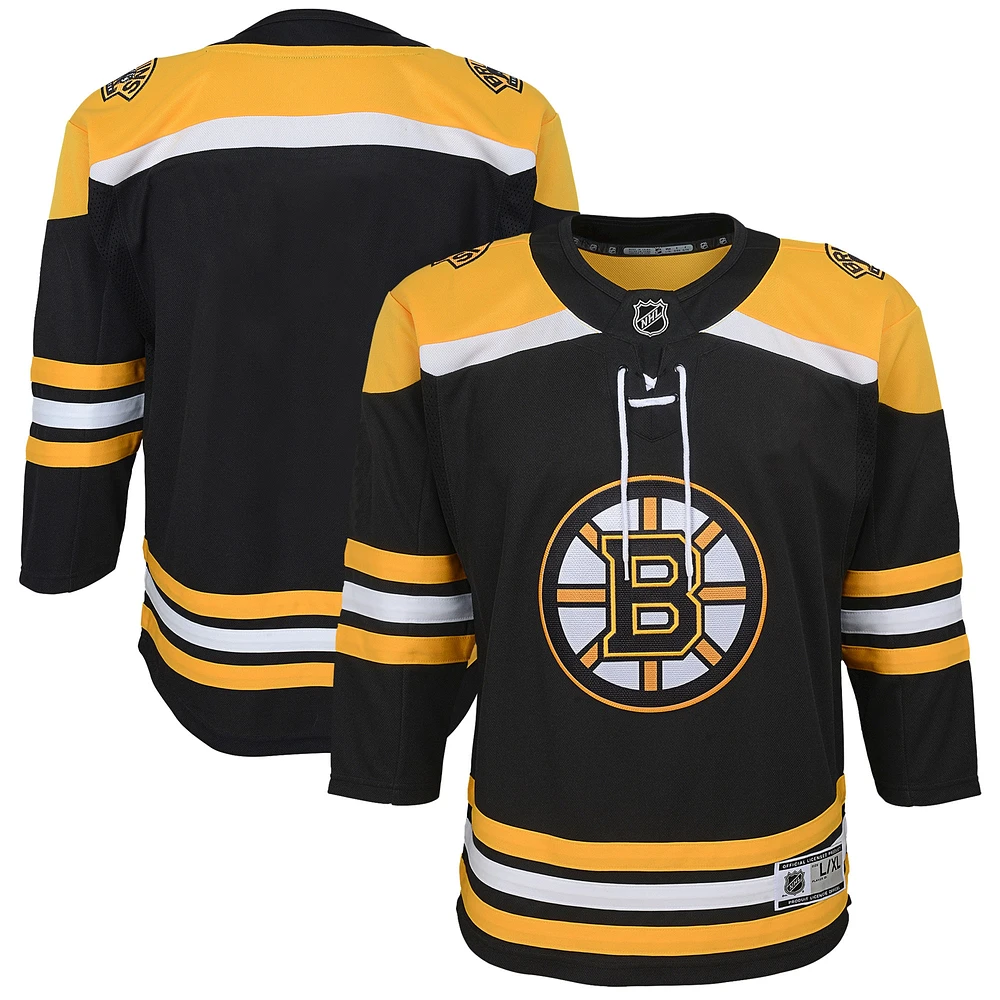 Maillot vierge Premier pour jeunes des Bruins de Boston, noir, domicile