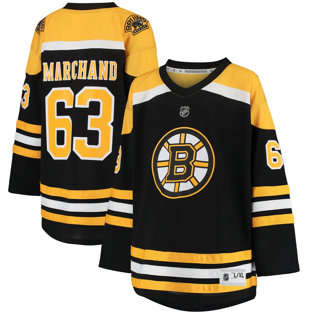 Maillot de joueur réplique à domicile des Bruins Boston noir Brad Marchand pour jeunes