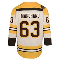 Maillot de joueur premier du 100e anniversaire des Bruins Boston crème Brad Marchand pour jeunes