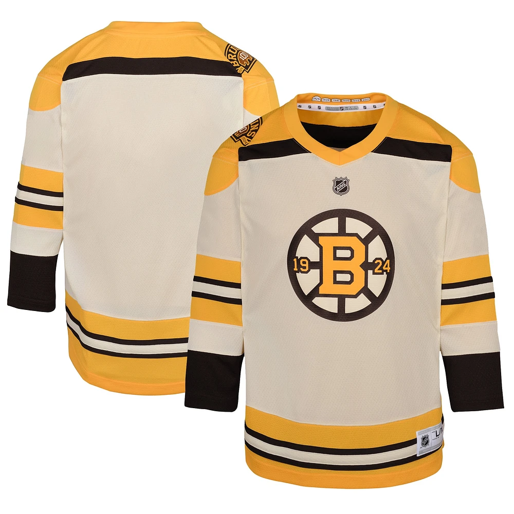 Maillot vierge crème pour jeunes des Bruins de Boston, réplique du 100e anniversaire