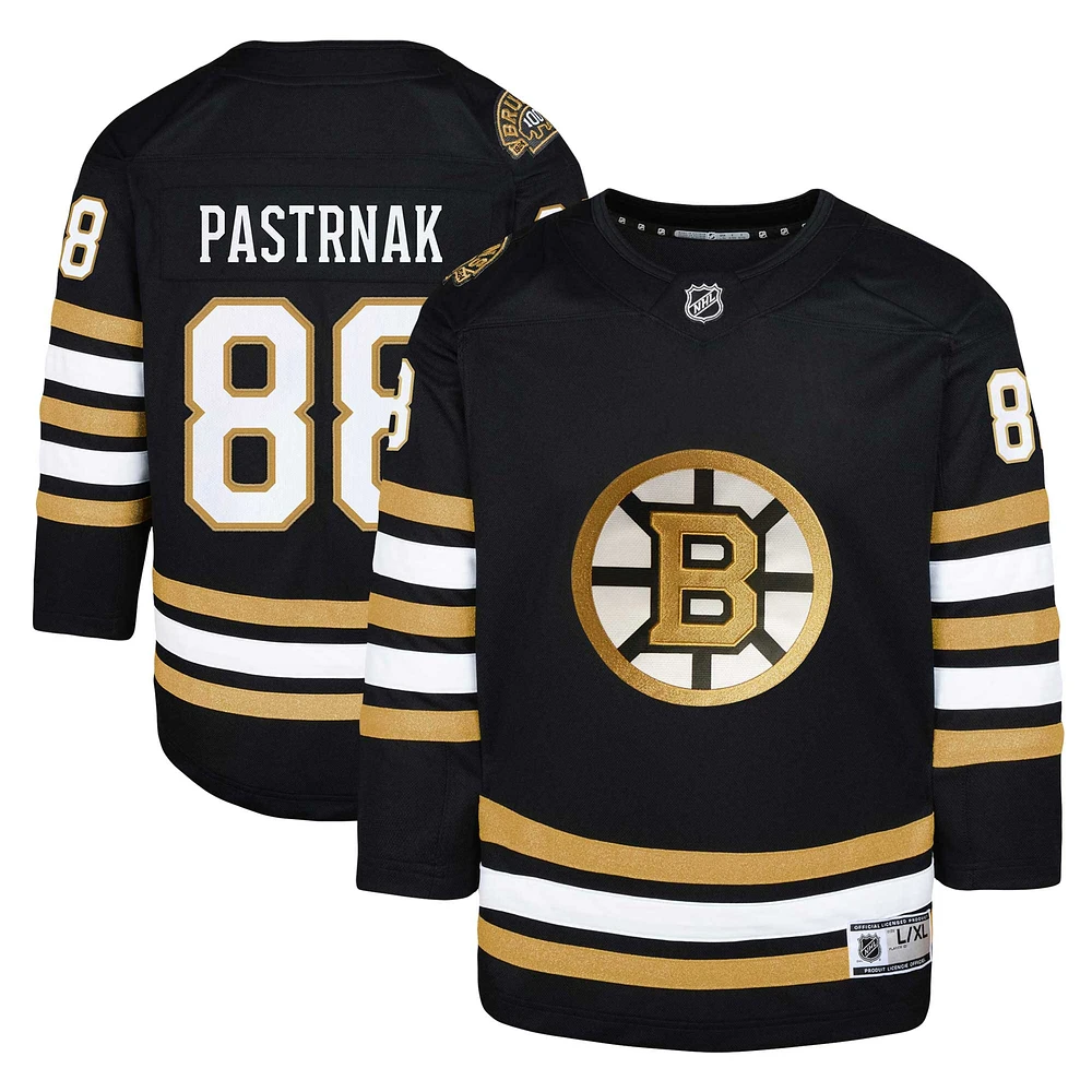 Maillot de joueur premier ministre à domicile des Bruins Boston noir David Pastrnak pour jeune