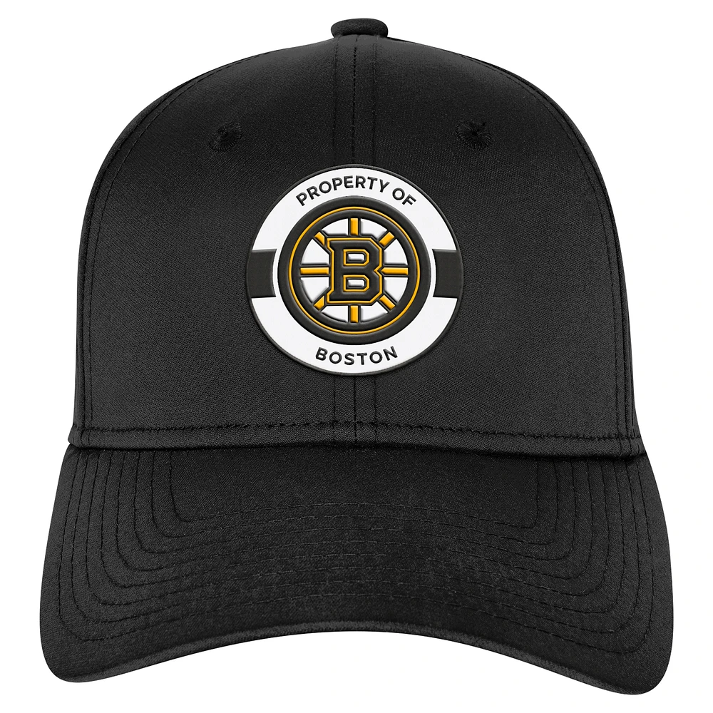 Youth Fanatics Black Boston Bruins Authentic Pro Training Camp Stretch Fit Hat