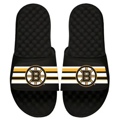 Boston Bruins ISlide Youth Stripe Logo Slide Sandals - Black