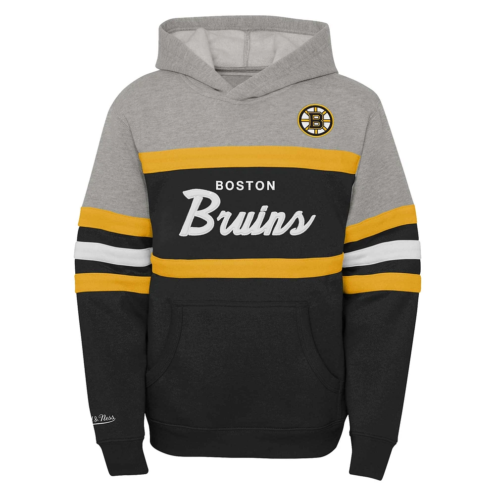 Pull à capuche noir Mitchell & Ness pour entraîneur-chef des Bruins de Boston jeunes