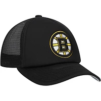 Youth Mitchell & Ness Black Boston Bruins Core Trucker Adjustable Hat