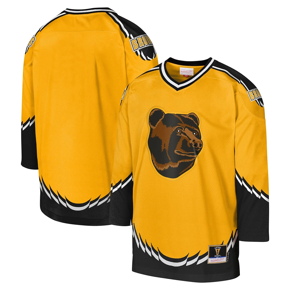 Youth Mitchell & Ness Gold Boston Bruins 1996 Blue Line Jersey