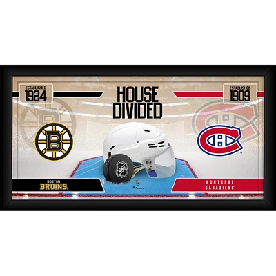 Collage de hockey encadré de 10" x 20" des Bruins de Boston contre les Canadiens de Montréal