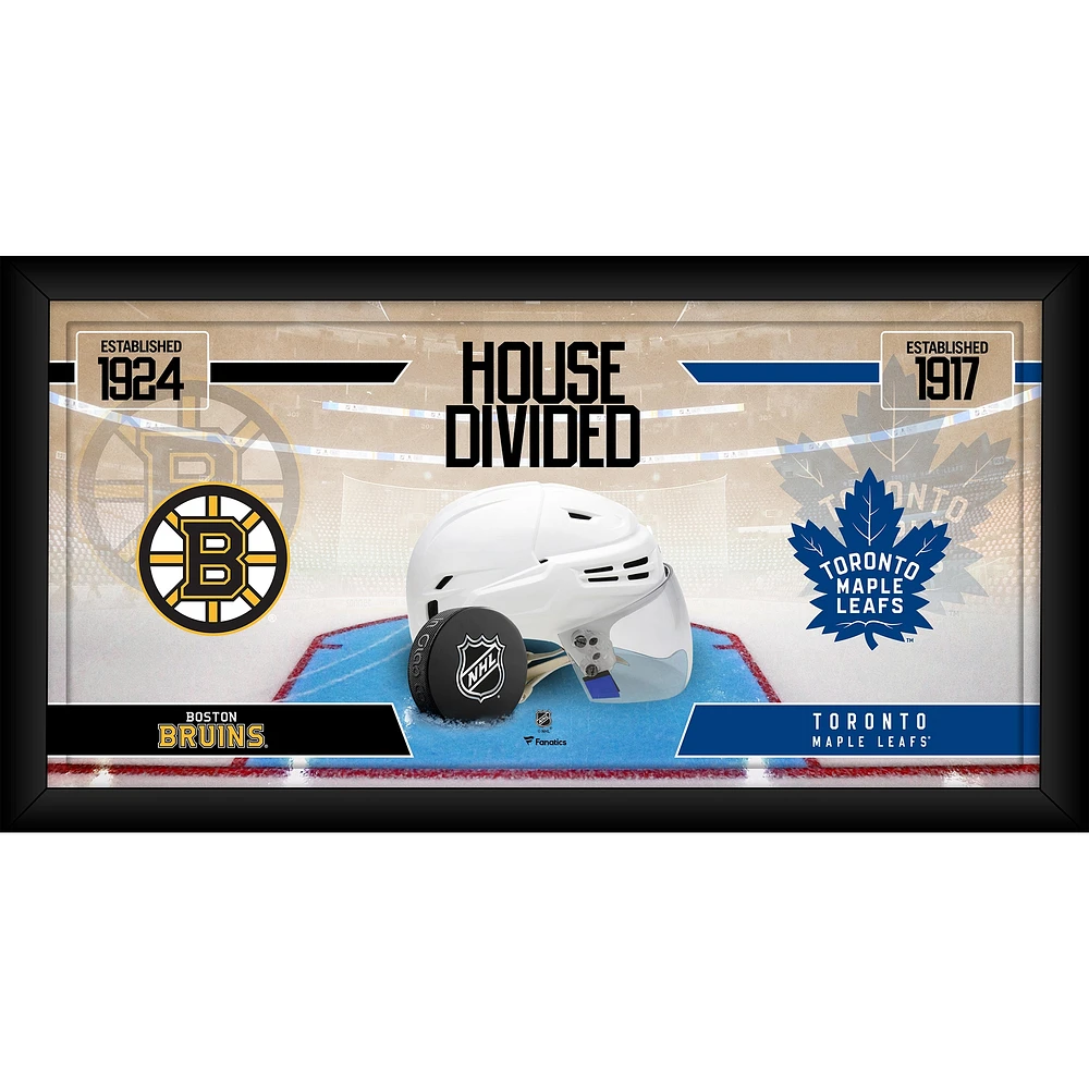 Collage de hockey encadré de 10" x 20" des Bruins de Boston contre les Maple Leafs de Toronto