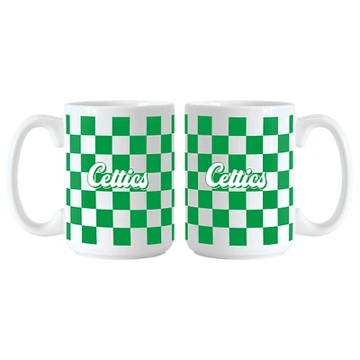 Lot de 2 tasses à motif de damier Boston Celtics de 15 oz