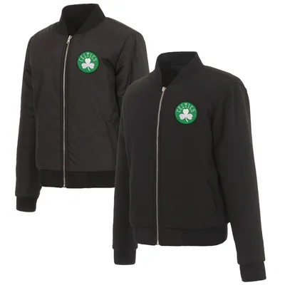 Boston Celtics JH Design Women's Reversible Jacket with Fleece and Nylon Sides - Black