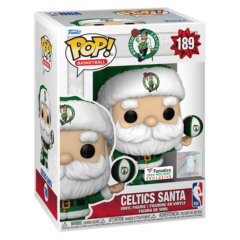 Figurine en vinyle exclusive Fanatics 2024 du Père Noël des Celtics de Boston Funko Pop!