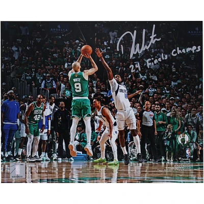 Derrick White Boston Celtics Autographed 8" x 10" 2024 NBA Finals Champions Action Photograph with "24 Finals Champs" Inscription
