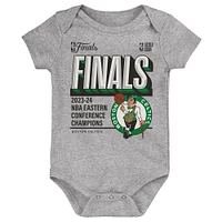 Infant Fanatics Heather Gray Boston Celtics 2024 Eastern Conference Champions Locker Room Bodysuit