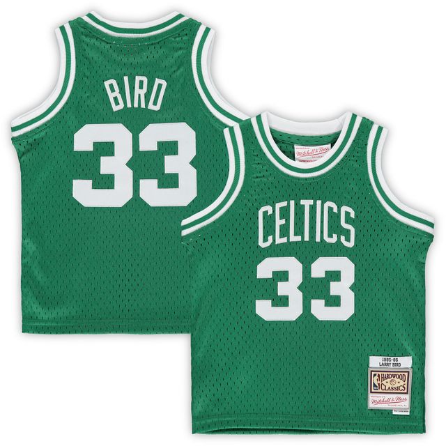 Infantile Mitchell & Ness Larry Bird Kelly Green Boston Celtics 1985/86 Hardwood Classics Joueur à la retraite Maillot