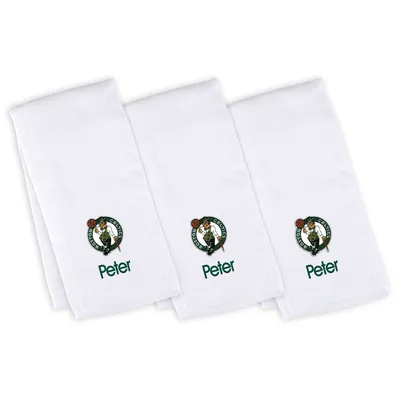 Boston Celtics Infant Personalized Burp Cloth 3-Pack - White