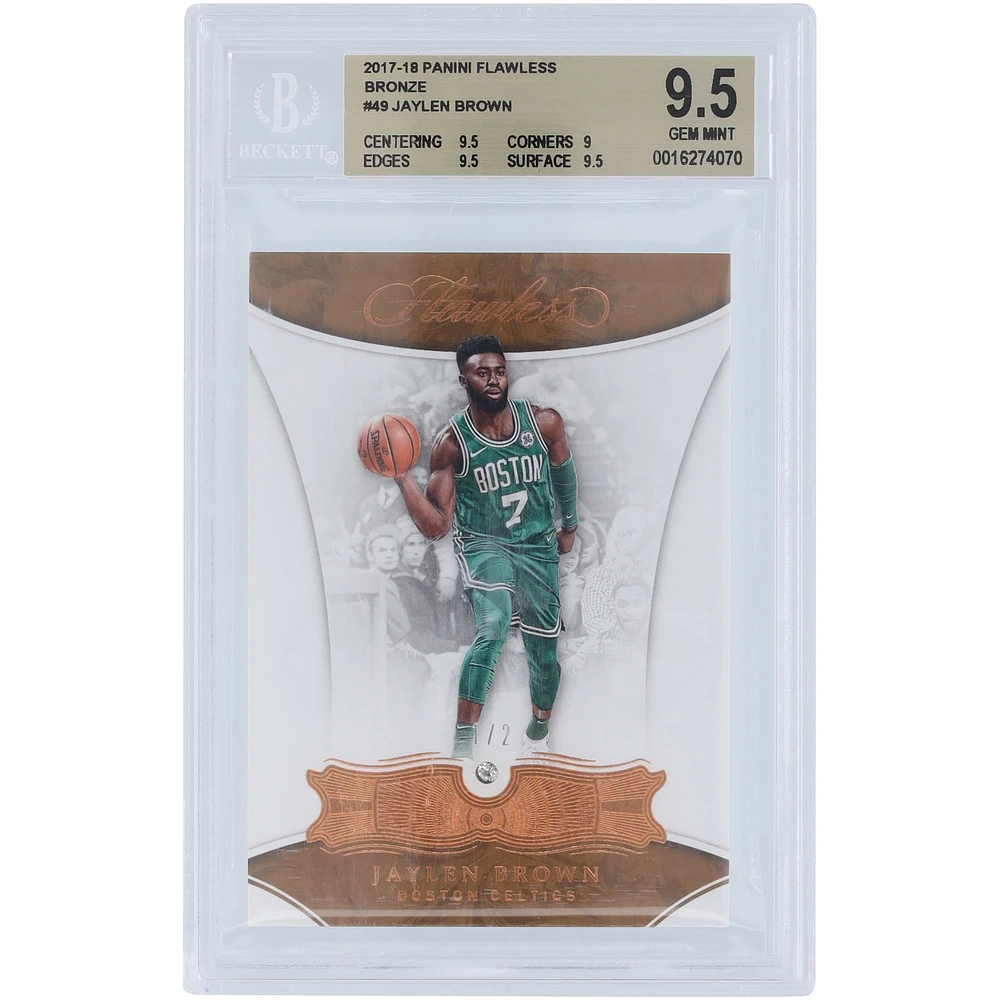 Jaylen Brown Boston Celtics 2017-18 Panini Flawless Bronze Diamond #49 #1/2 BGS Authenticated 9.5 Card - 9.5,9,9.5,9.5 Subgrades
