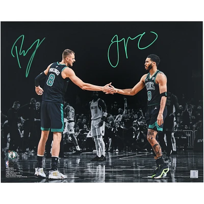 Jayson Tatum & Kristaps Porzingis Boston Celtics Autographed 16" x 20" Celebration Spotlight Photograph 
