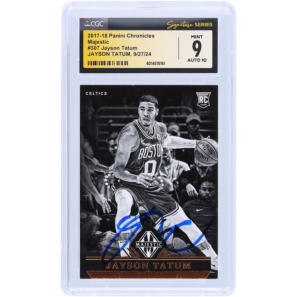 Jayson Tatum Boston Celtics Autographed 2017-18 Panini Chronicles Majestic #307 CGC Fanatics Witnessed Authenticated /10 Rookie Card