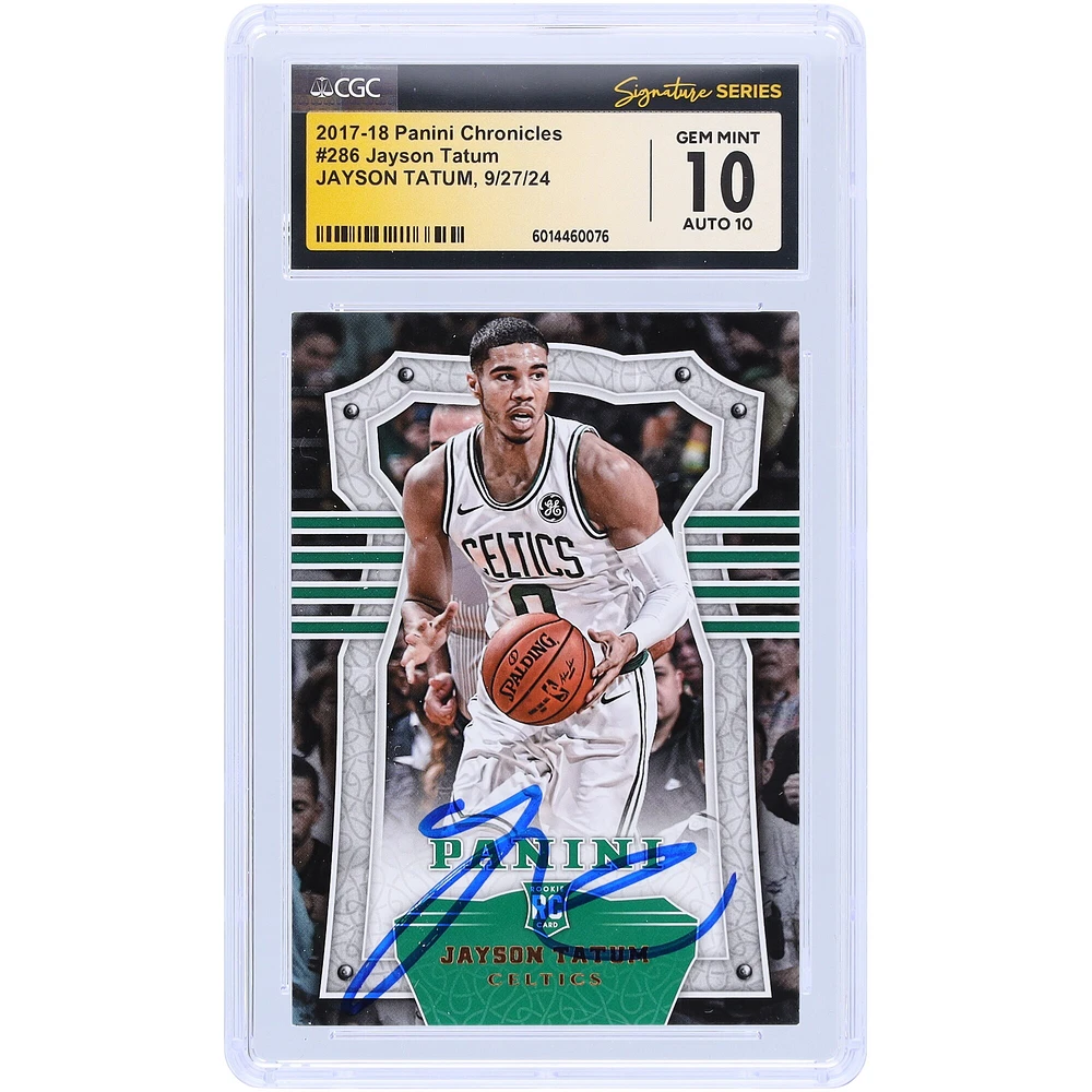 Jayson Tatum Boston Celtics Autographed 2017-18 Panini Chronicles #286 CGC Fanatics Witnessed Authenticated 10/10 Rookie Card