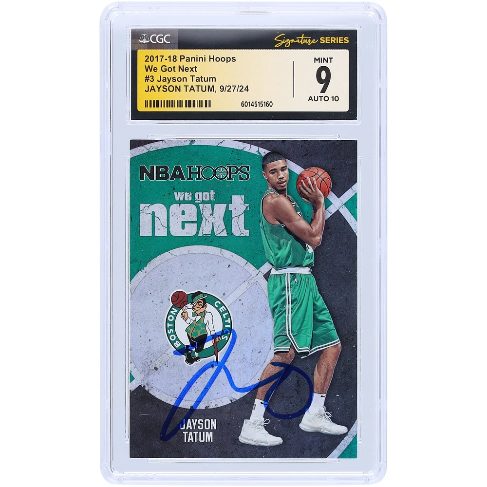 Jayson Tatum Boston Celtics Autographed 2017-18 Panini Hoops We Got Next #3 CGC Fanatics Witnessed Authenticated 9/10 Rookie Card