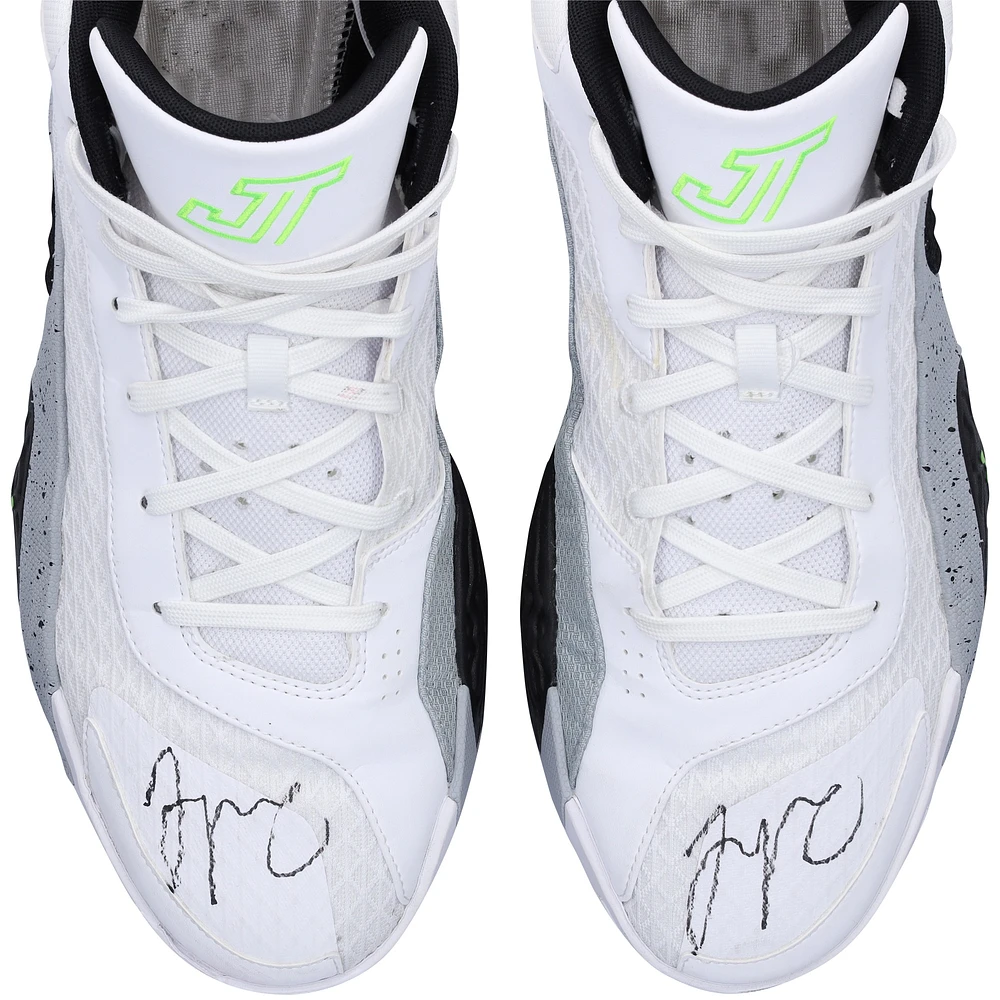 Jayson Tatum Boston Celtics Autographed Game-Used White Jordan Brand Shoes vs. Miami Heat on April 24, 2024