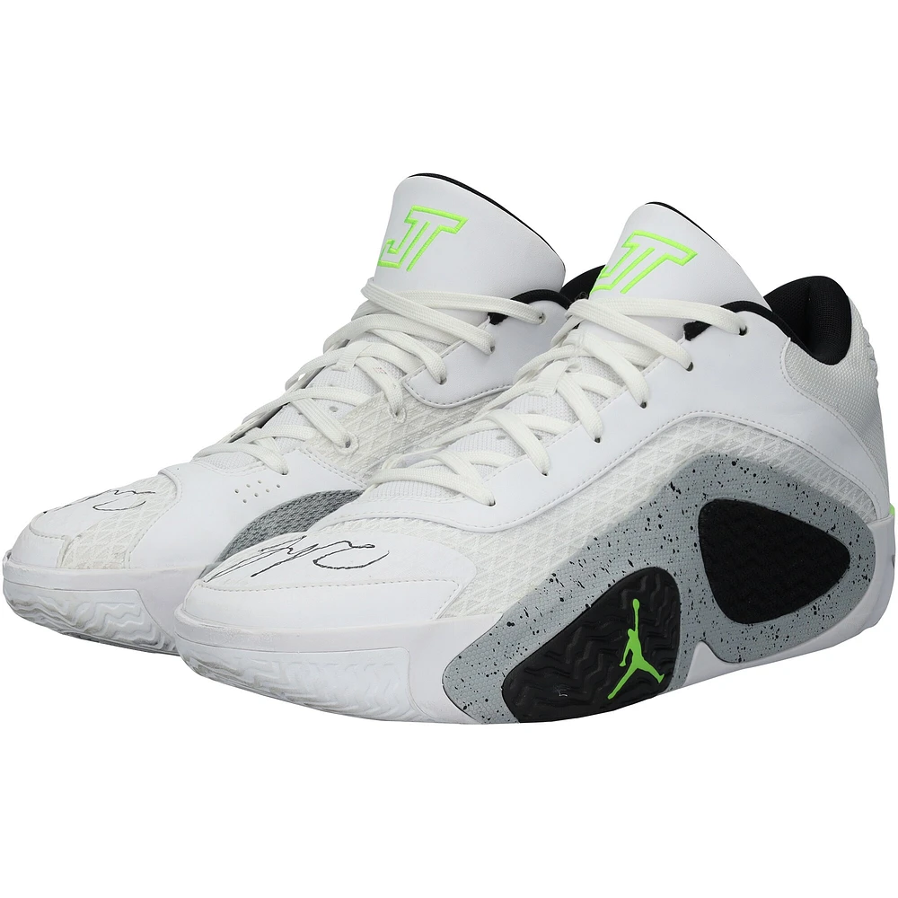 Jayson Tatum Boston Celtics Autographed Game-Used White Jordan Brand Shoes vs. Miami Heat on April 24, 2024