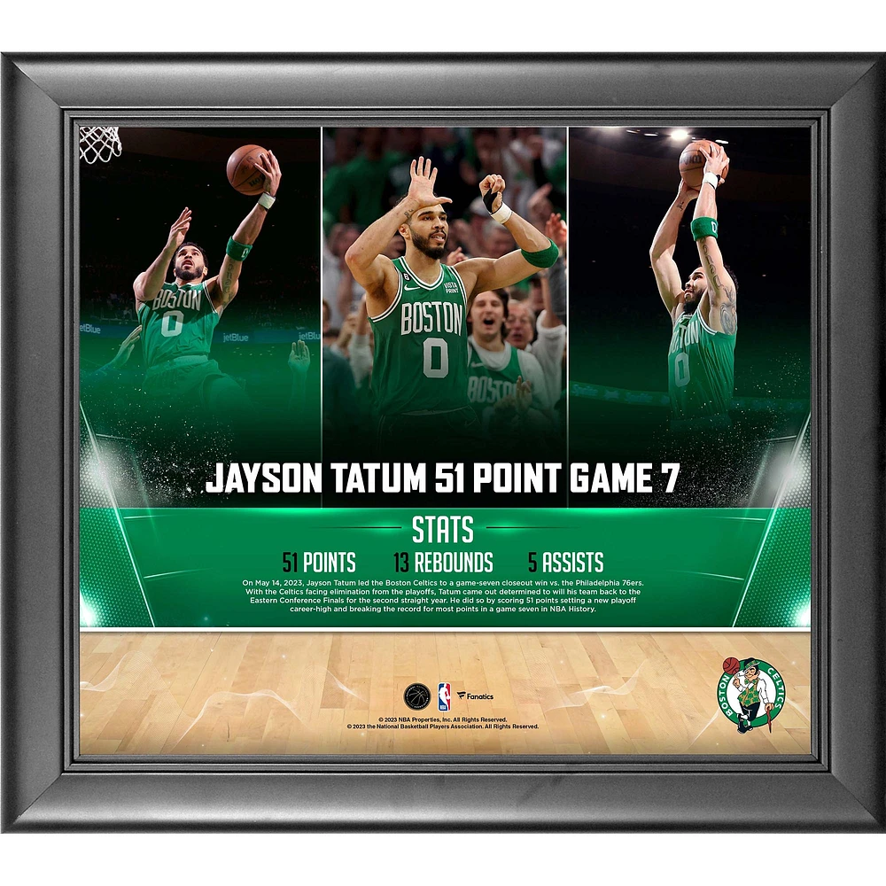 Collage encadré de 15" x 17" de Jayson Tatum, Boston Celtics, match 7 de 51 points 2023