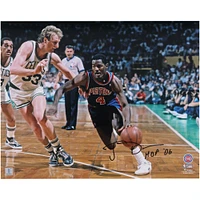 Joe Dumars, Larry Bird Boston Celtics Autographed 16" x 20" Photograph with "HOF 06" Inscription