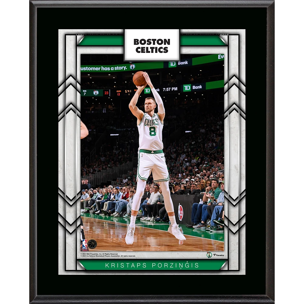 Plaque de joueur sublimée de 10,5" x 13" des Boston Celtics par Kristaps Porzingis
