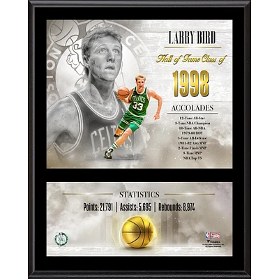 Plaque de joueur sublimée classique en bois dur de 12" x 15" de Larry Bird Boston Celtics