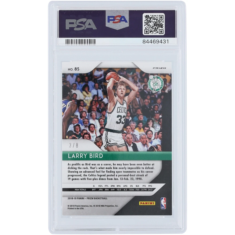 Larry Bird Boston Celtics 2018-19 Panini Prizm Choice Green Prizm #85 #3/8 PSA Authenticated 9 Card