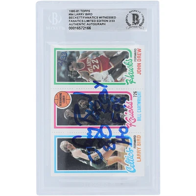 Carte de recrue authentifiée avec plusieurs inscriptions signée par Larry Bird Boston Celtics 1980-81 Topps #94 #/33 Beckett Fanatics