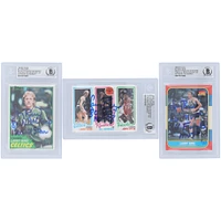 Larry Bird Boston Celtics Autographié 1981-82, 1980-81,1986-87 Topps Fleer Set #4,94,9 #1/33 Beckett Fanatics Witnessed Ensemble de 3 cartes authentifiées avec plusieurs inscriptions