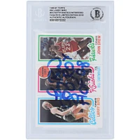 Larry Bird Boston Celtics Autographié 1986-87, 1980-81, 1981-82 Topps Fleer Set #9,94,4 #33/33 Beckett Fanatics Witnessed Authentifié Ensemble de 3 cartes avec plusieurs inscriptions
