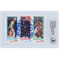 Larry Bird Boston Celtics Autographié 1986-87, 1980-81, 1981-82 Topps Fleer Set #9,94,4 #33/33 Beckett Fanatics Witnessed Authentifié Ensemble de 3 cartes avec plusieurs inscriptions